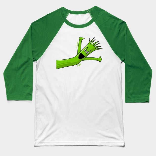 Green Wacky Waving Tube Man Portrait Baseball T-Shirt by y30artist